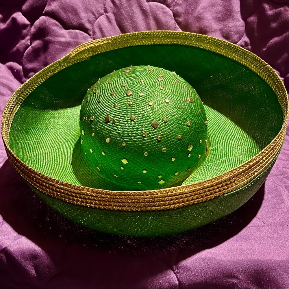 Elegant Green and Gold Women's Hat